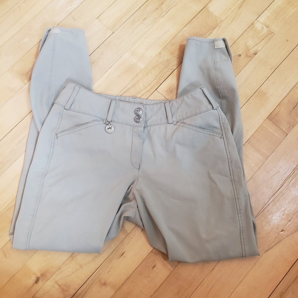 Women's Pikeur Riding Breeches 38 US 26x26" Tan Suede Patches Pockets Equestrian